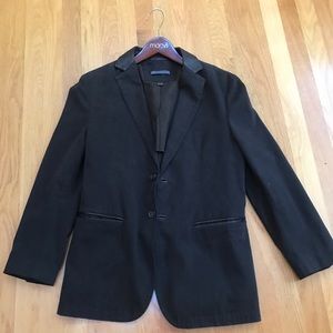 John Varvatos Dark Green/ Brown Leather Blazer